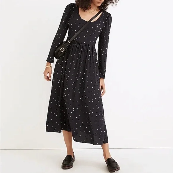 Elegant Black Polka Dot Dress - Picture 1 of 6